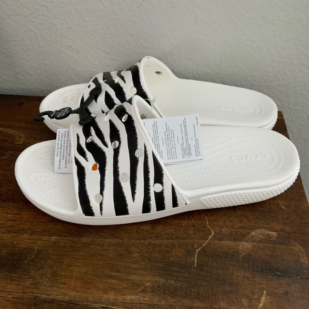 Crocs Zebra Animal Print Clogs Slip On Slide Sandals